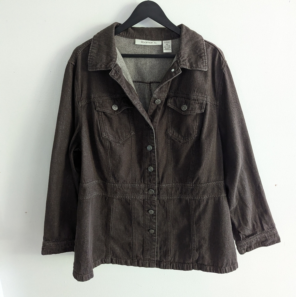 Roaman's Brown Denim Jean Jackets size 18W